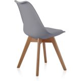 Pack de 4 Sillas para Comedor, Cocina o Salón – Simil Piel Gris y Madera, Medidas: 48 cm x 45 cm x 84 cm.