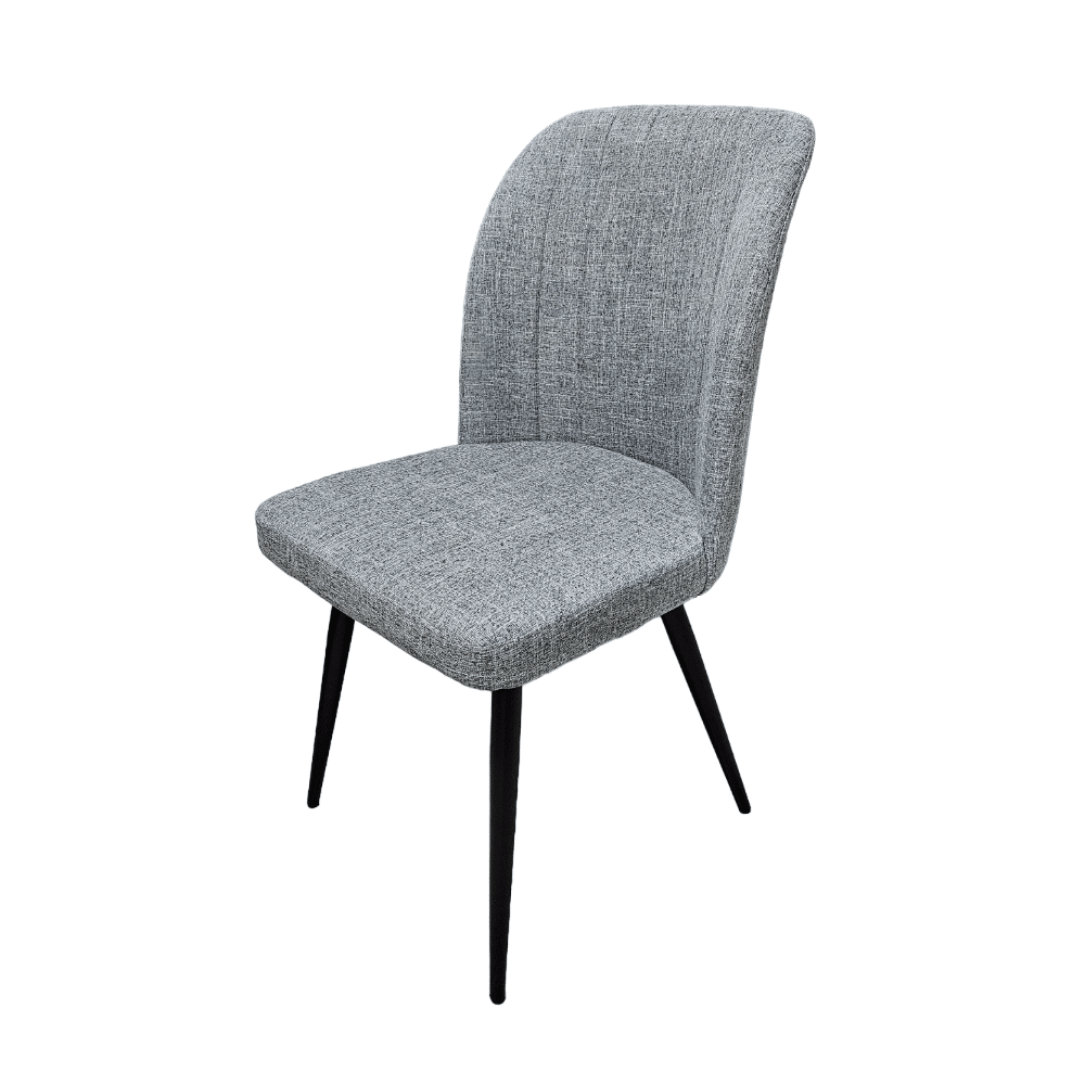 Pack de 4 Sillas Modernas para Comedor– Tapizado en Color Gris con Patas Metálicas Negras, Medidas: 46 cm x 55 cm x 92 cm