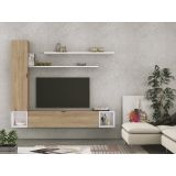 Meyvaser Mueble de salón y TV Conjunto muebles de salón apilable 196 Cm Ancho Color Madera y Blanco