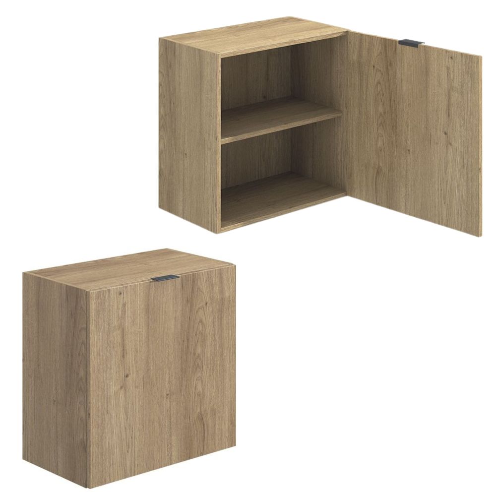 Meyvaser Mueble de salón y TV Conjunto muebles de salón apilable 301 Cm Ancho Color madera y blanco