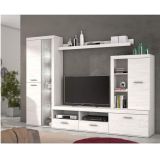 Mueble de Salón Moderno con Leds, Acabado en Andersen Pino, Medidas: 260 cm (Ancho) x 191 cm (Alto) 47,5 cm (Fondo)