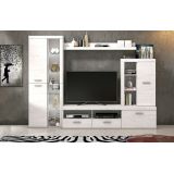 Mueble de Salón Moderno con Leds, Acabado en Andersen Pino, Medidas: 260 cm (Ancho) x 191 cm (Alto) 47,5 cm (Fondo)