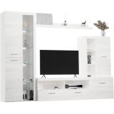 Mueble de Salón Moderno con Leds, Acabado en Andersen Pino, Medidas: 260 cm (Ancho) x 191 cm (Alto) 47,5 cm (Fondo)