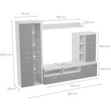 Mueble de Salón Moderno con Leds, Acabado en Andersen Pino, Medidas: 260 cm (Ancho) x 191 cm (Alto) 47,5 cm (Fondo)
