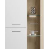 Mueble de Salón Moderno con Leds, Acabado en Cambria - Blanco, Medidas: 260 cm (Ancho) x 191 cm (Alto) 47,5 cm (Fondo)
