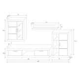 Meyvaser Mueble de salón y TV Moderno con Leds Color Cambria y Blanco Módulo de Comedor 259 Cm