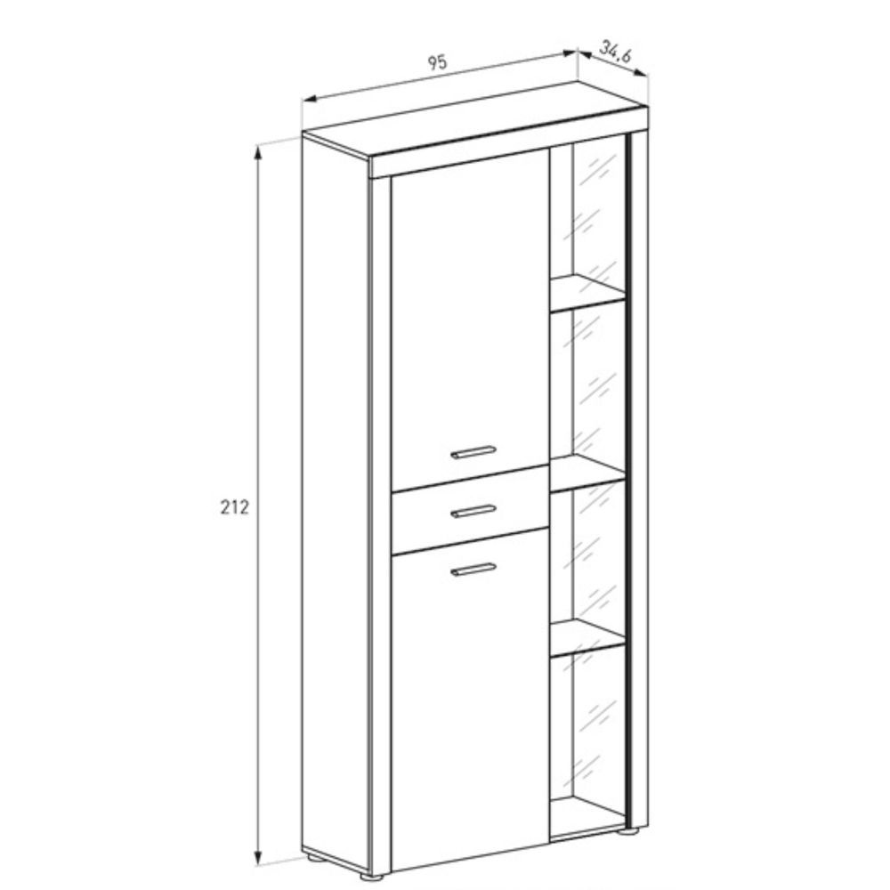 Mueble de Comedor, Mueble Salón, Acabado en Color Cañón, Medidas: 296 cm (Ancho) x 212 cm (Alto) x 41,4 cm (Fondo)