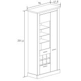 Mueble de Comedor, Mueble Salón, Acabado en Blanco y Cambria, Medidas: 297 cm (Ancho) x 201,6 cm (Alto) x 41,8 cm (Fondo)
