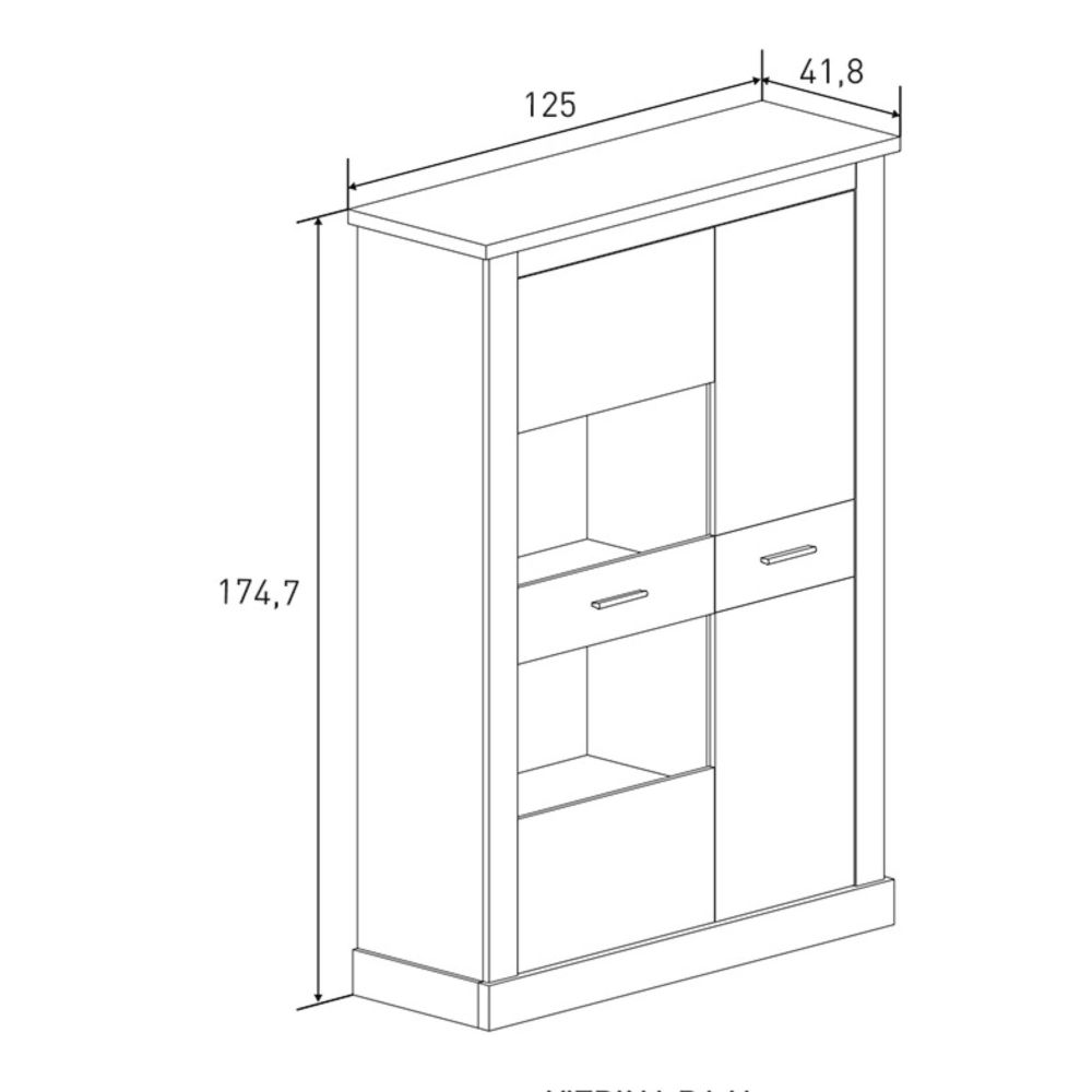 Mueble de Comedor, Mueble Salón, Acabado en Blanco y Cambria, Medidas: 305 cm (Ancho) x 174,7 cm (Alto) x 41,8 cm (Fondo)