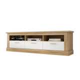 Mueble de Comedor, Mueble Salón, Acabado en Blanco y Cambria, Medidas: 276 cm (Ancho) x 201,6 cm (Alto) x 41,8 cm (Fondo)