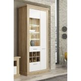 Mueble de Comedor, Mueble Salón, Acabado en Blanco y Cambria, Medidas: 276 cm (Ancho) x 201,6 cm (Alto) x 41,8 cm (Fondo)