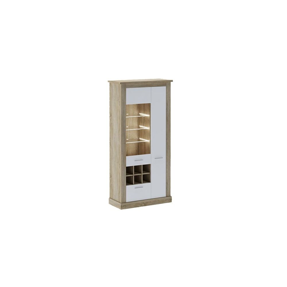 Mueble de Comedor, Mueble Salón, Acabado en Blanco y Cambria, Medidas: 276 cm (Ancho) x 201,6 cm (Alto) x 41,8 cm (Fondo)