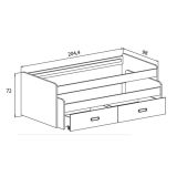 Cama Nido Juvenil Doble con Cajones de Almacenaje – Puccini Andersen, 198.4 cm Largo x 98 cm Ancho x 72 cm Alto