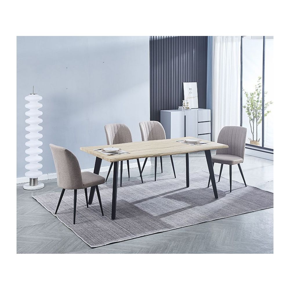 Mesa Comedor Madera Estilo Industrial, Patas metálicas Negras, Medidas 180 cm (Largo) x 90 cm (Ancho) 76 cm (Alto)