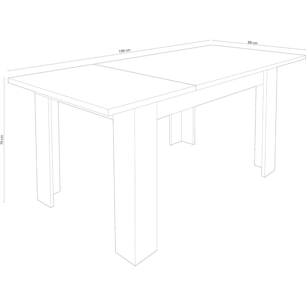 Mesa de Comedor Extensible, Mesa Salón, Robusta, Color Andersen Pino Gris, 138-198 cm (Largo) x 88 cm (Ancho) x 76 cm (Alto)