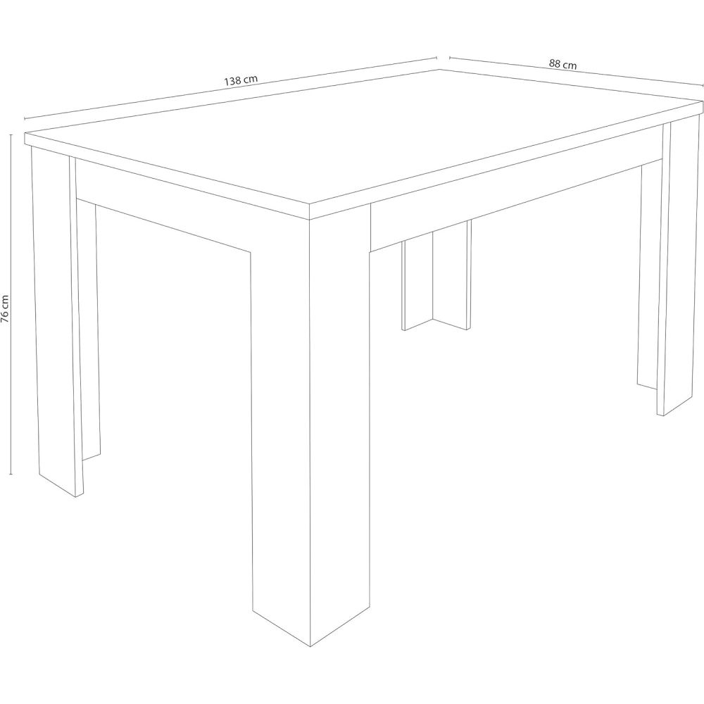 Mesa de Comedor Extensible, Mesa Salón, Robusta, Color Andersen Pino Gris, 138-198 cm (Largo) x 88 cm (Ancho) x 76 cm (Alto)