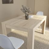 Mesa de Comedor, Mesa de Salón Fija, Color Cambria, Medidas: 140 cm (Largo) x 80 cm (Ancho) x 75 cm (Alto)