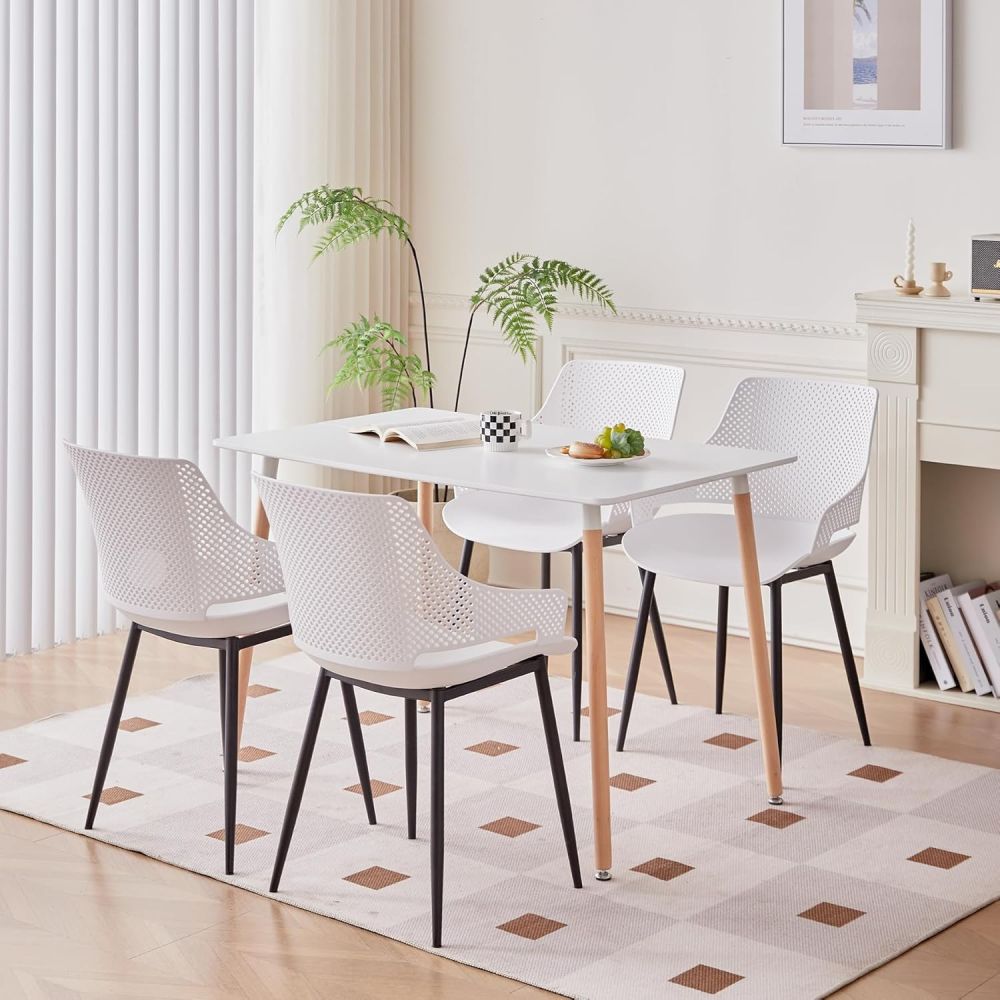 Mesa de Comedor o Cocina de 120 cm Lacada Blanca 76x120x80 Cm – Alta Resistencia y Durabilidad