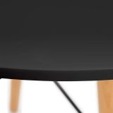 Mesa Redonda de Comedor o Cocina en Patas de Madera y Tapa Negra – 80 cm de Diámetro y 75 cm de Alto.