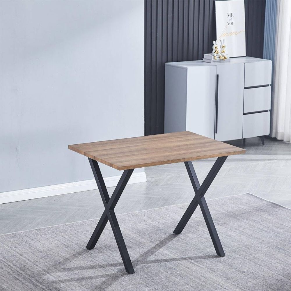 Mesa Comedor Madera, Patas metálicas Negras, Mesa Rectangular, Medidas 100 cm (Largo) x 70 cm (Ancho) 76 cm (Alto)