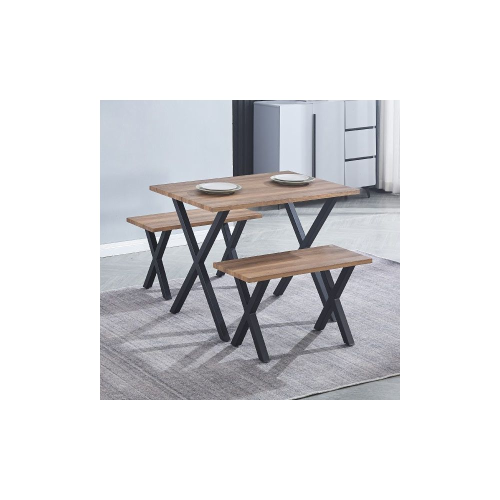 Mesa Comedor Madera, Patas metálicas Negras, Mesa Rectangular, Medidas 100 cm (Largo) x 70 cm (Ancho) 76 cm (Alto)