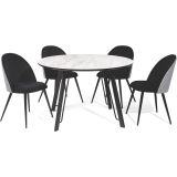 Mesa de Comedor Fija Redonda | Imitación Mármol con Pata Metálica | Diámetro 120 cm x Alto 75 cm