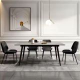 Mesa de Comedor Extensible Moderna – Acabado en Color Cemento y Patas Negro Mate | Ajustable de 140/180x 80x 75 cm