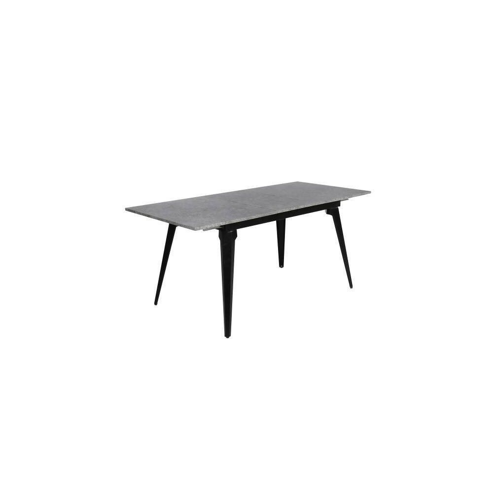 Mesa de Comedor Extensible Moderna – Acabado en Color Cemento y Patas Negro Mate | Ajustable de 140/180x 80x 75 cm