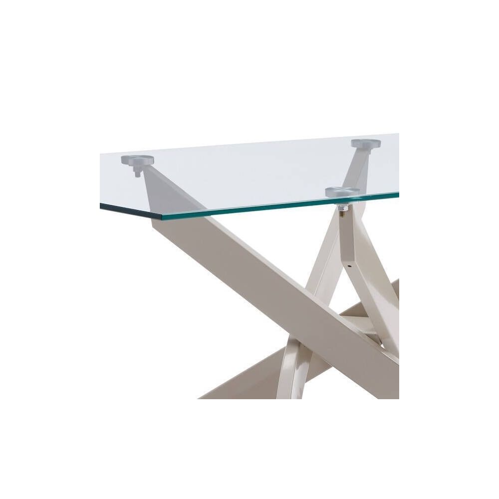 Mesa de Comedor Fija | Tapa de Cristal y Patas Metálicas | Medidas: 140 x 90 x 76 cm (Largo x Ancho x Alto)