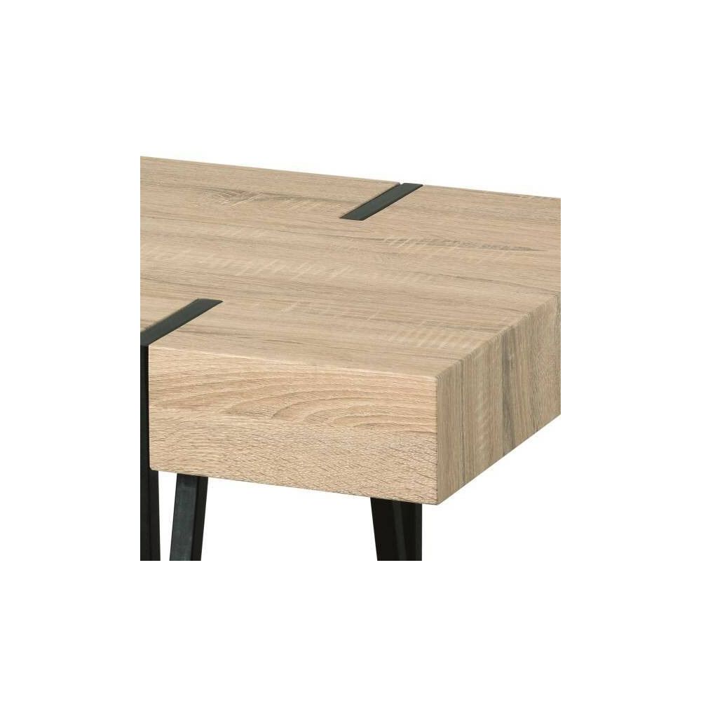 Mesa de Comedor o Cocina| MDF con Acabado Laminado Color Roble Sonoma | Patas Metálicas Negras | Medidas: 150 x 90 x 75 cm