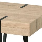 Mesa de Comedor o Cocina| MDF con Acabado Laminado Color Roble Sonoma | Patas Metálicas Negras | Medidas: 150 x 90 x 75 cm