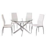 Mesa Redonda con Tapa de Cristal y Estructura Metálica Pata Cromada | Medidas: 110 x 73 cm