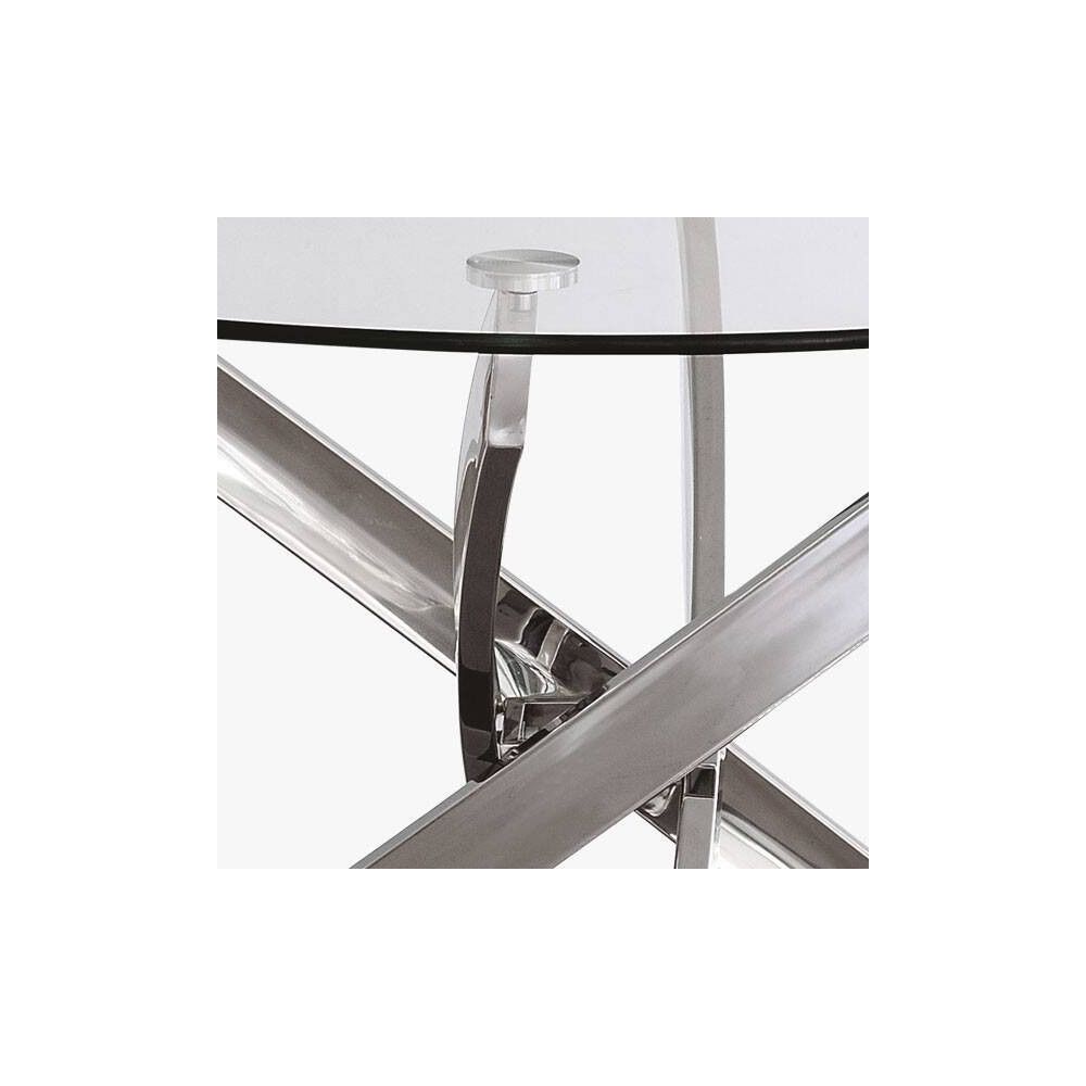 Mesa Redonda con Tapa de Cristal y Estructura Metálica Pata Cromada | Medidas: 110 x 73 cm