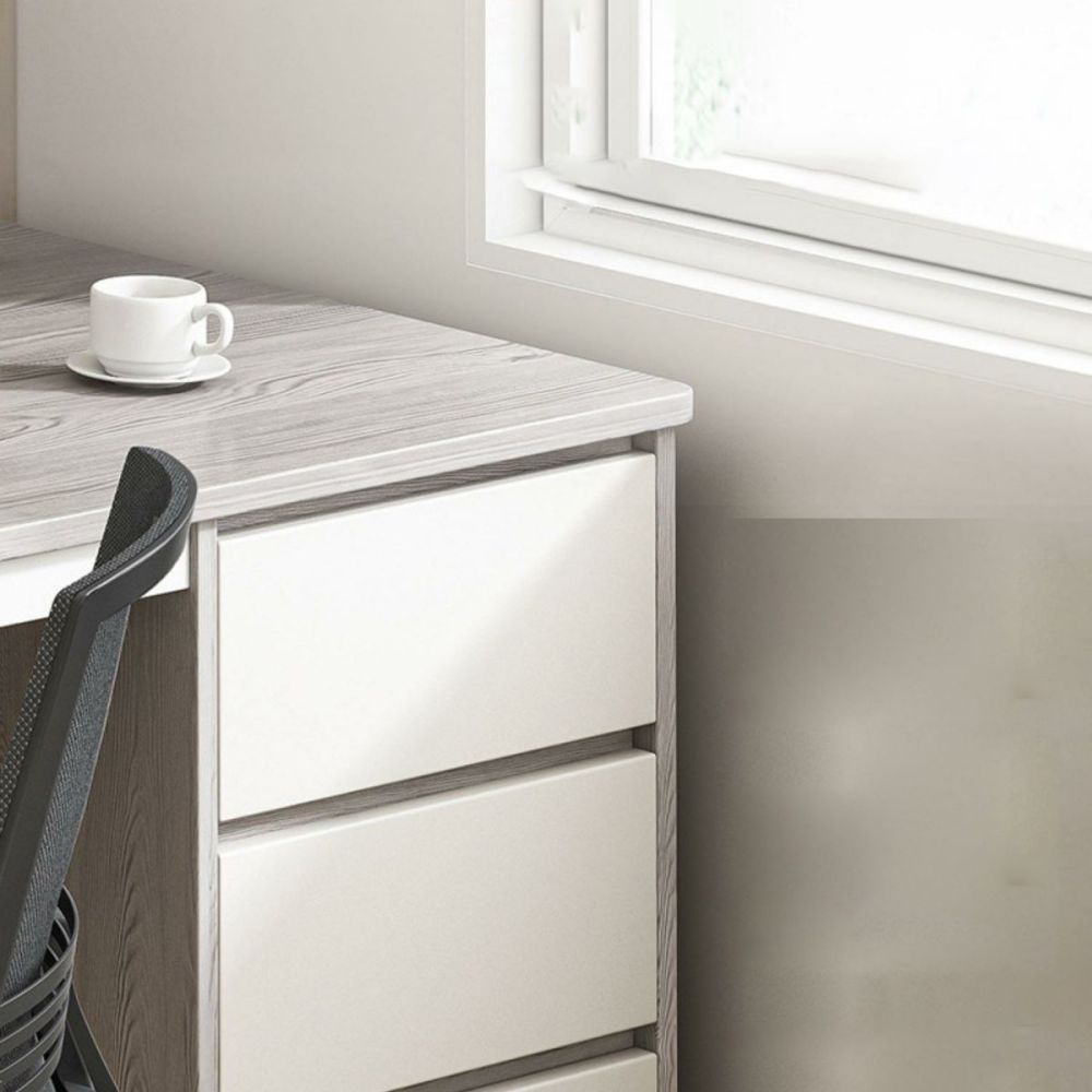 Meyvaser.com Ecommerce Company Escritorio de Oficina con 3 Cajones, MDF Gris y Blanco, 120x48x74cm - Moderno y Funcional