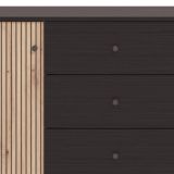 Aparador de Estilo Artisan Negro con 2 Puertas y 4 Cajones - Medidas 157x40x92,5 cm