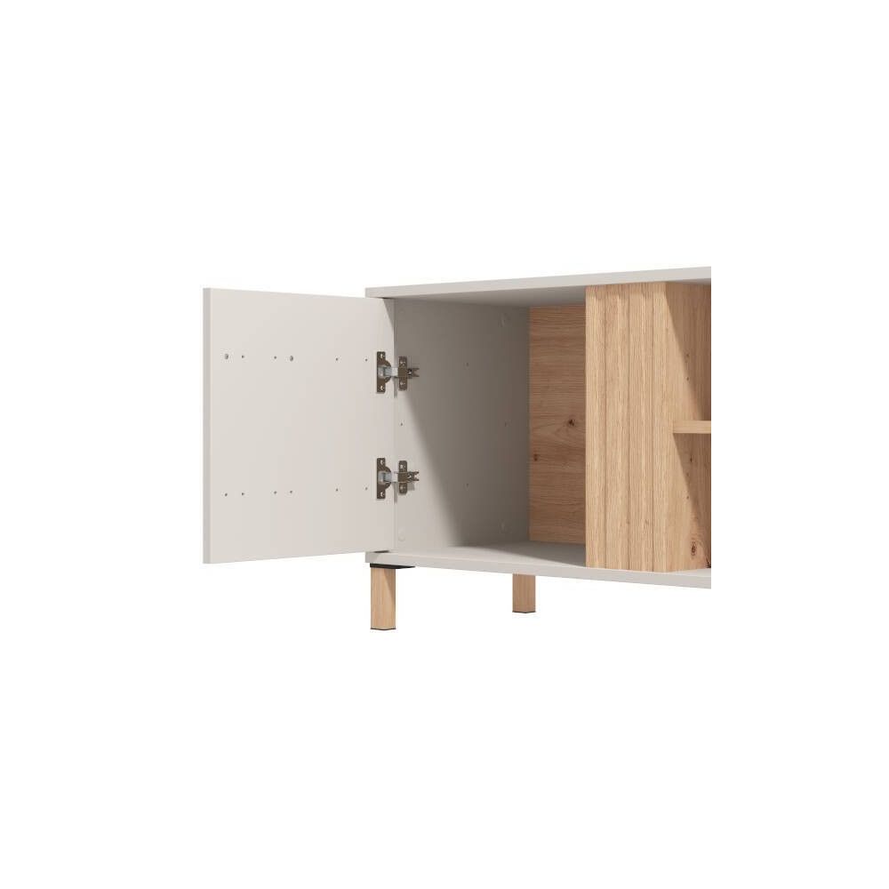 Mueble TV en Melamina Color Cashmere y Roble Artisan con 2 Puertas - Medidas 163,5x40x52 cm