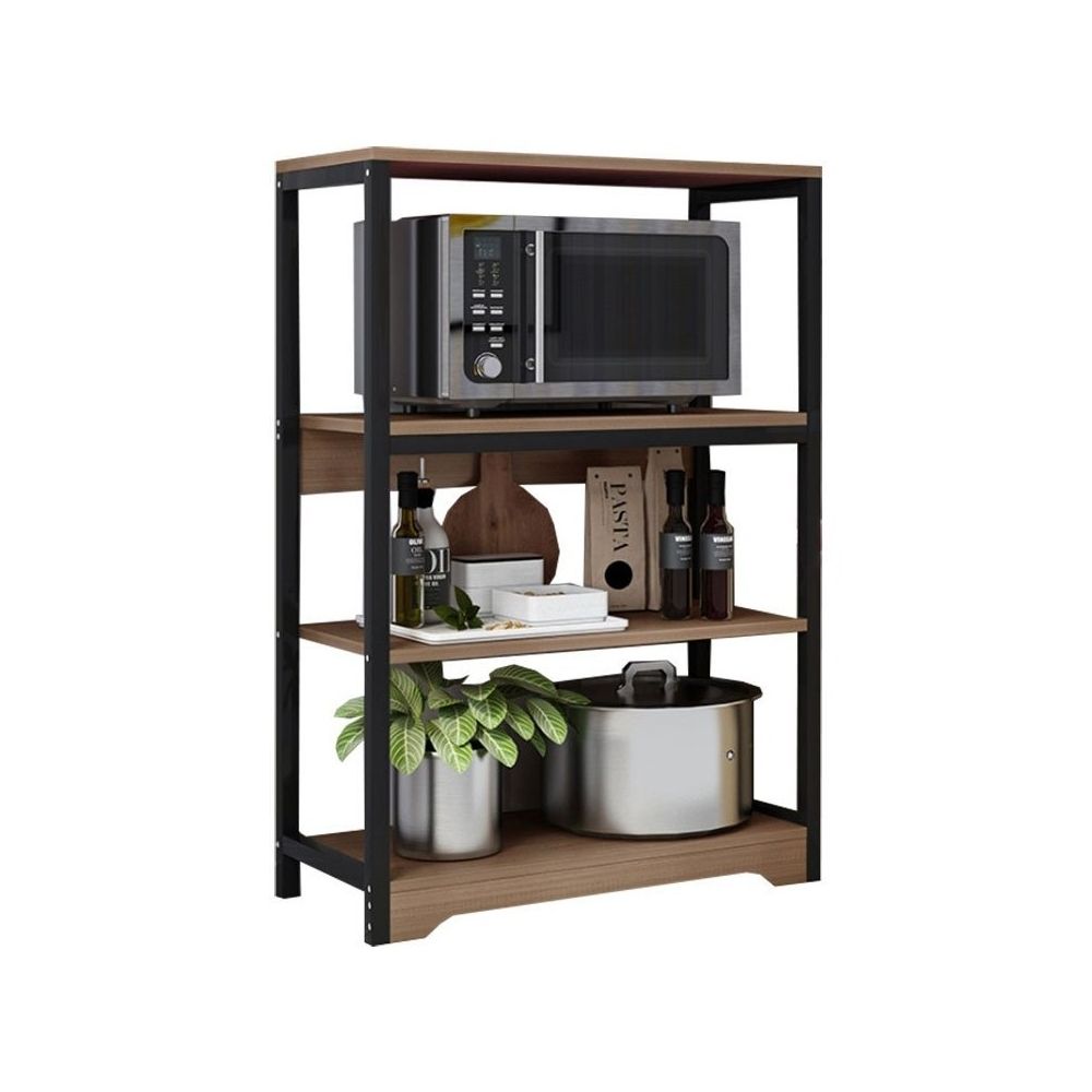 Meyvaser Estantería de Cocina con Marco de Metal Negro, Estante Industrial para microondas 60x30x100 Cm