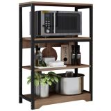 Meyvaser Estantería de Cocina con Marco de Metal Negro, Estante Industrial para microondas 60x30x100 Cm