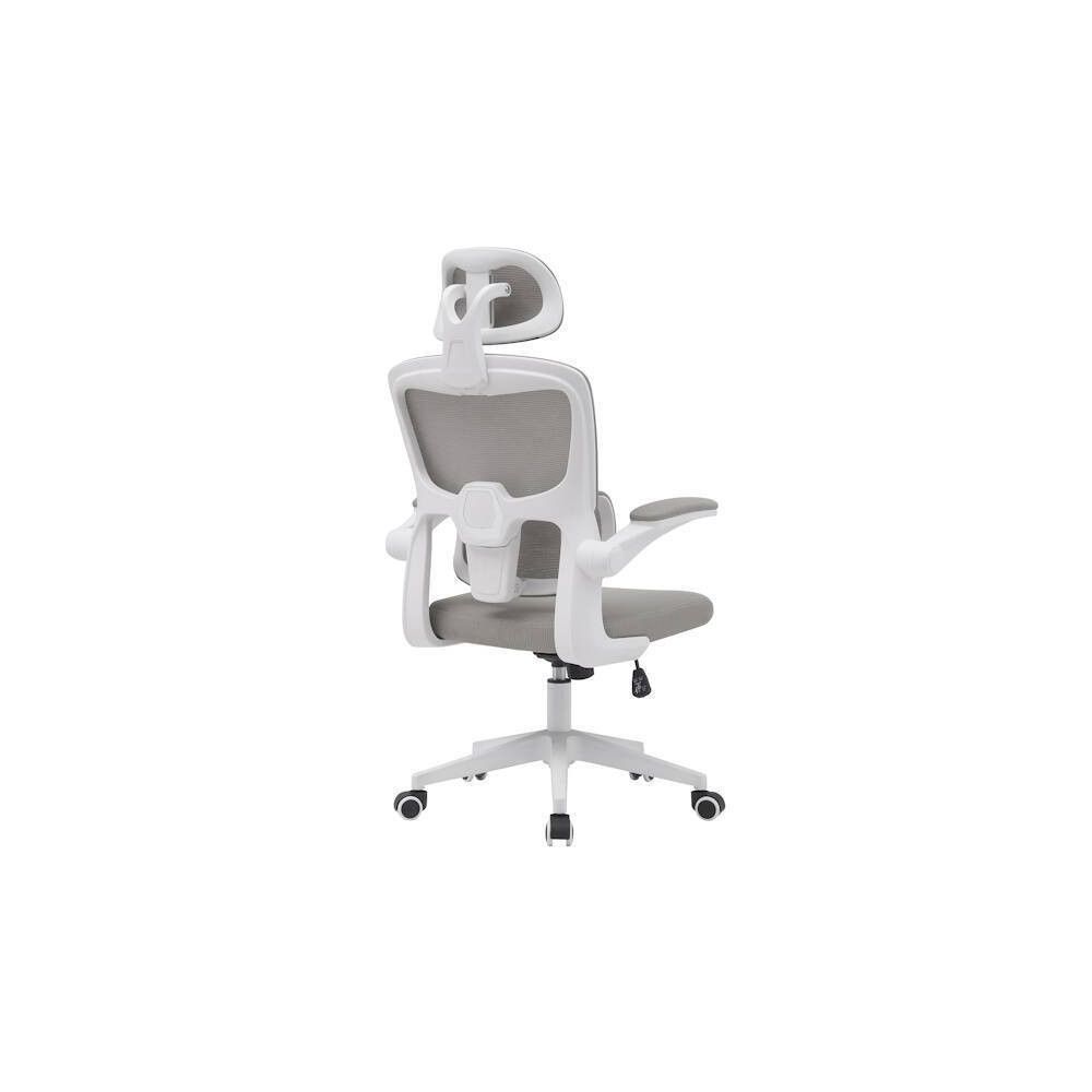 Silla de Oficina Ergonómica en Tejido 3D Gris con Reposacabezas Regulable y Refuerzo Lumbar - Medidas 65x55x114-124 cm