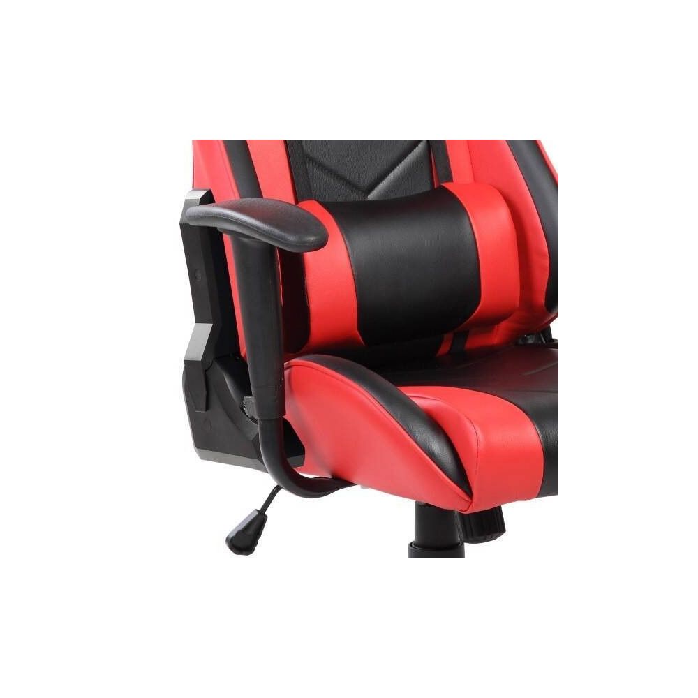 Silla de Oficina Ergonómica en Símil Piel Roja y Negra con Respaldo Alto, Sistema Hidráulico- Medidas 65x55/130x125,5/135,5 cm
