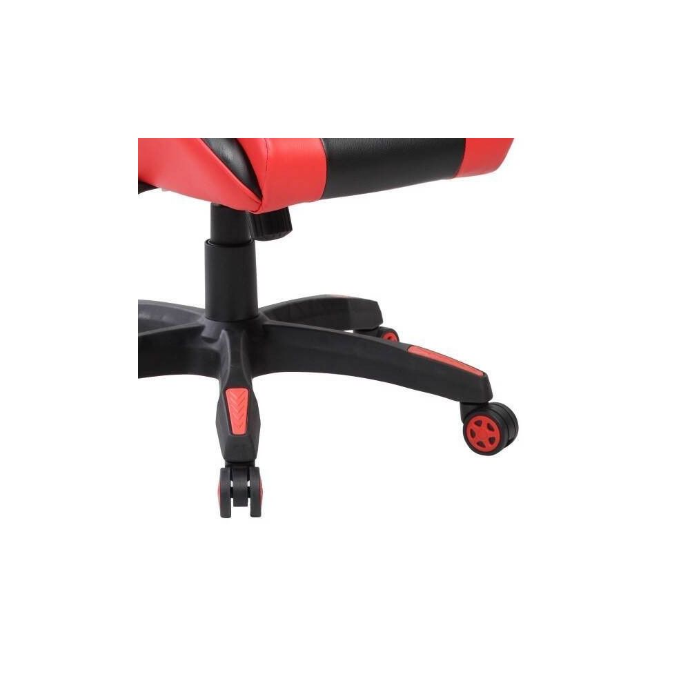 Silla de Oficina Ergonómica en Símil Piel Roja y Negra con Respaldo Alto, Sistema Hidráulico- Medidas 65x55/130x125,5/135,5 cm