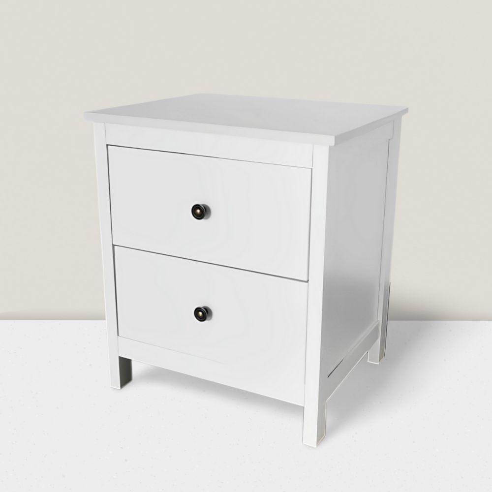 SALDO: Mesilla de Noche 2 Cajones Blanco 55cm x 48cm x 40cm