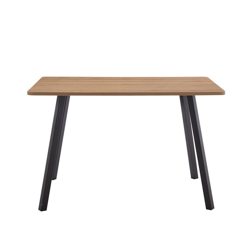 Mesa de Comedor Fija con Tapa de Melamina Color Roble y Estructura Metálica Negra Mate - Medidas 120x80x75 cm