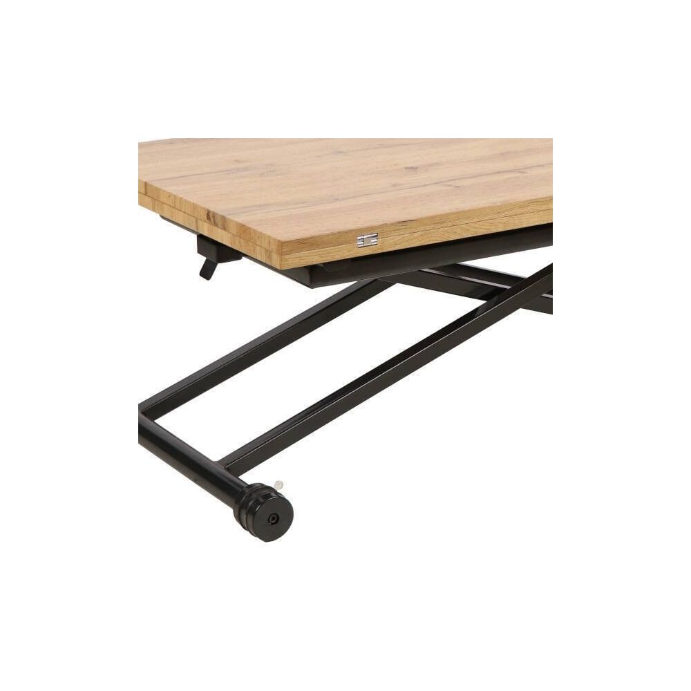 Mesa de Centro Elevable y Tapa Extensible - Fabricada en MDF - Cerrada 100x57 cm, Abierta 100x114 cm, Altura de 39 a 77 cm