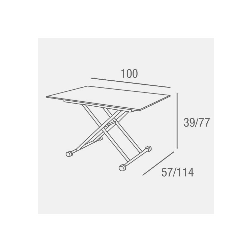 Mesa de Centro Elevable y Tapa Extensible -Color Roble Sonoma -Cerrada 100x57 cm, Abierta 100x114 cm, Altura de 39 a 77 cm