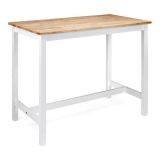 Mesa Alta de Madera Lacada en Blanco Mate con Tapa en Color Roble - Medidas 108x60x91 cm