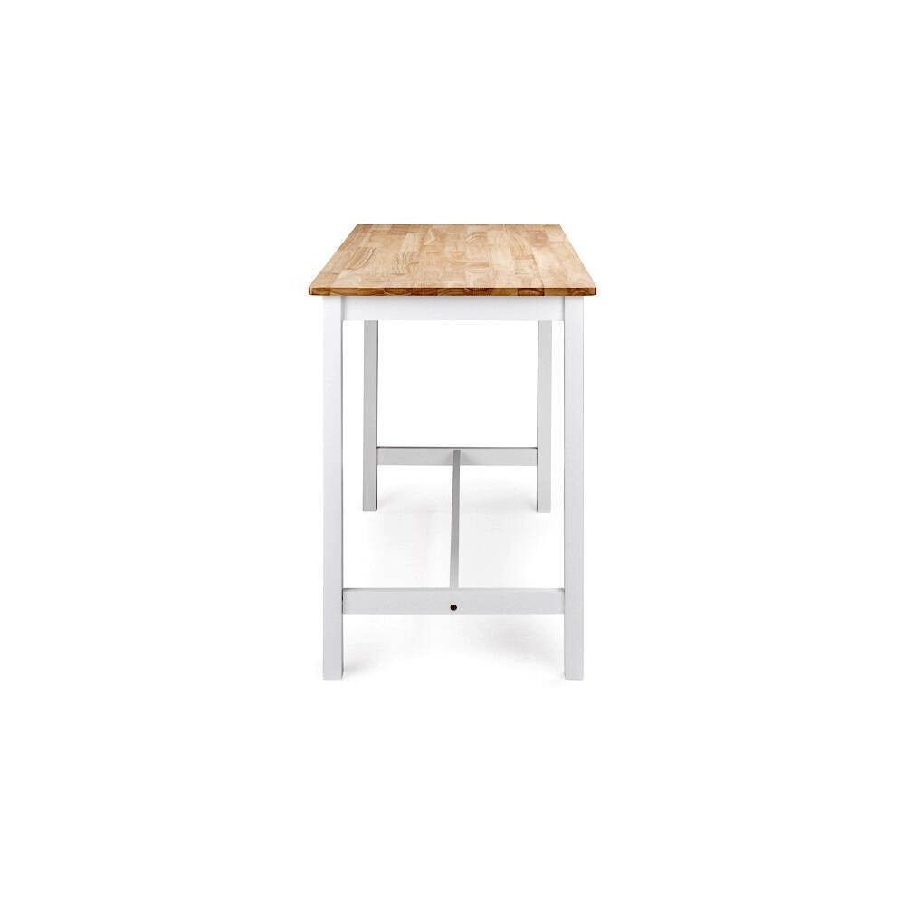 Mesa Alta de Madera Lacada en Blanco Mate con Tapa en Color Roble - Medidas 108x60x91 cm