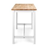 Mesa Alta de Madera Lacada en Blanco Mate con Tapa en Color Roble - Medidas 108x60x91 cm