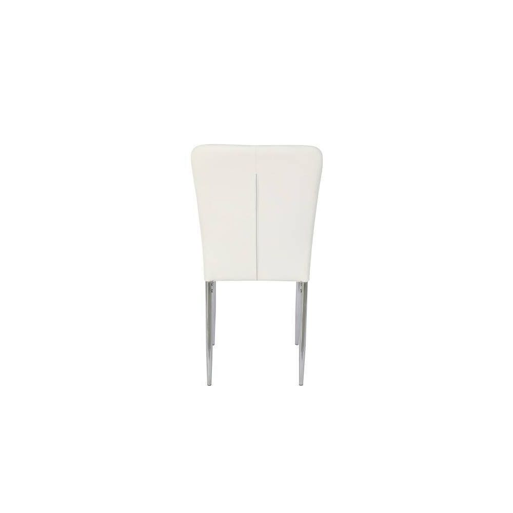 6 Sillas de Comedor con Relleno de Espuma, Tapizado en Símil Piel Blanco y Patas Metálicas Cromadas - Medidas 44x91,5x47 cm