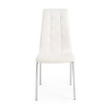 Juego de 4 Sillas Tapizadas en Símil Piel Blanco con Patas Cromadas, Asiento y Respaldo Ergonómicos- Medidas 43x63x97 cm